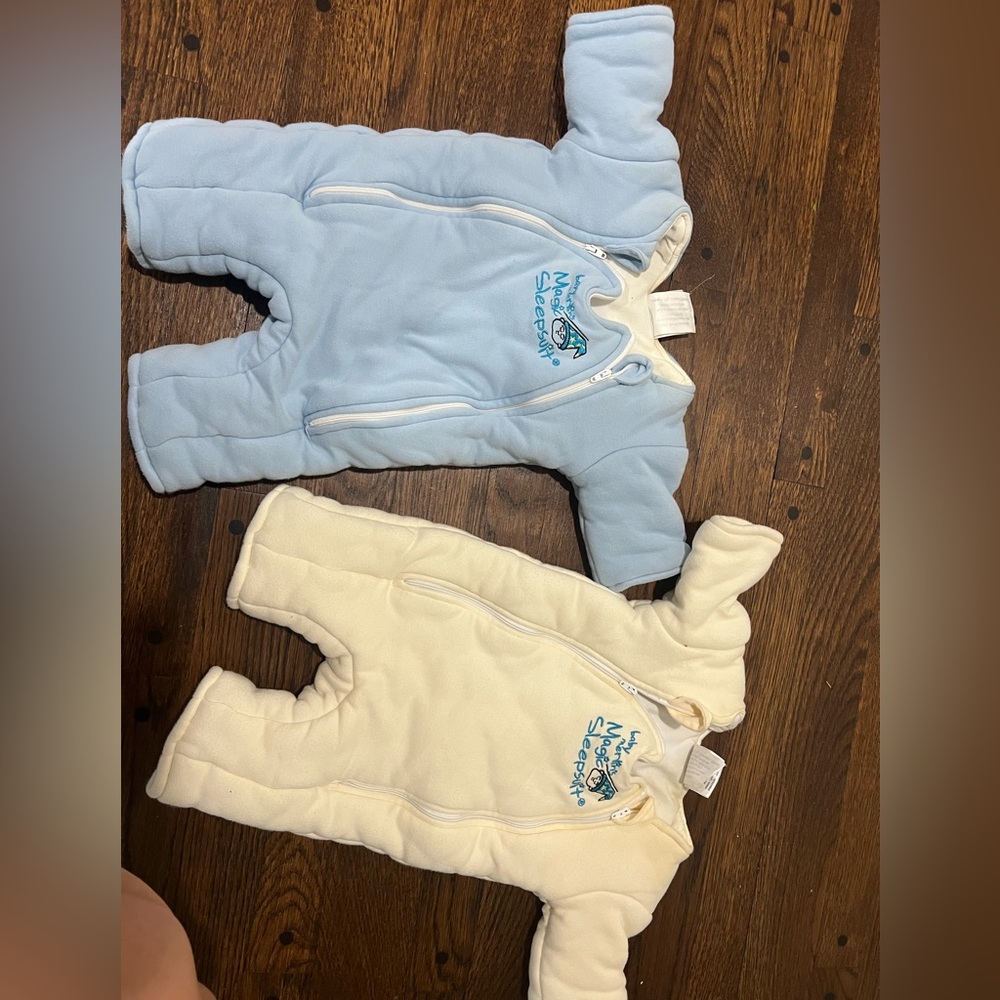 Magic Baby Sleep Suit in Cream and Blue